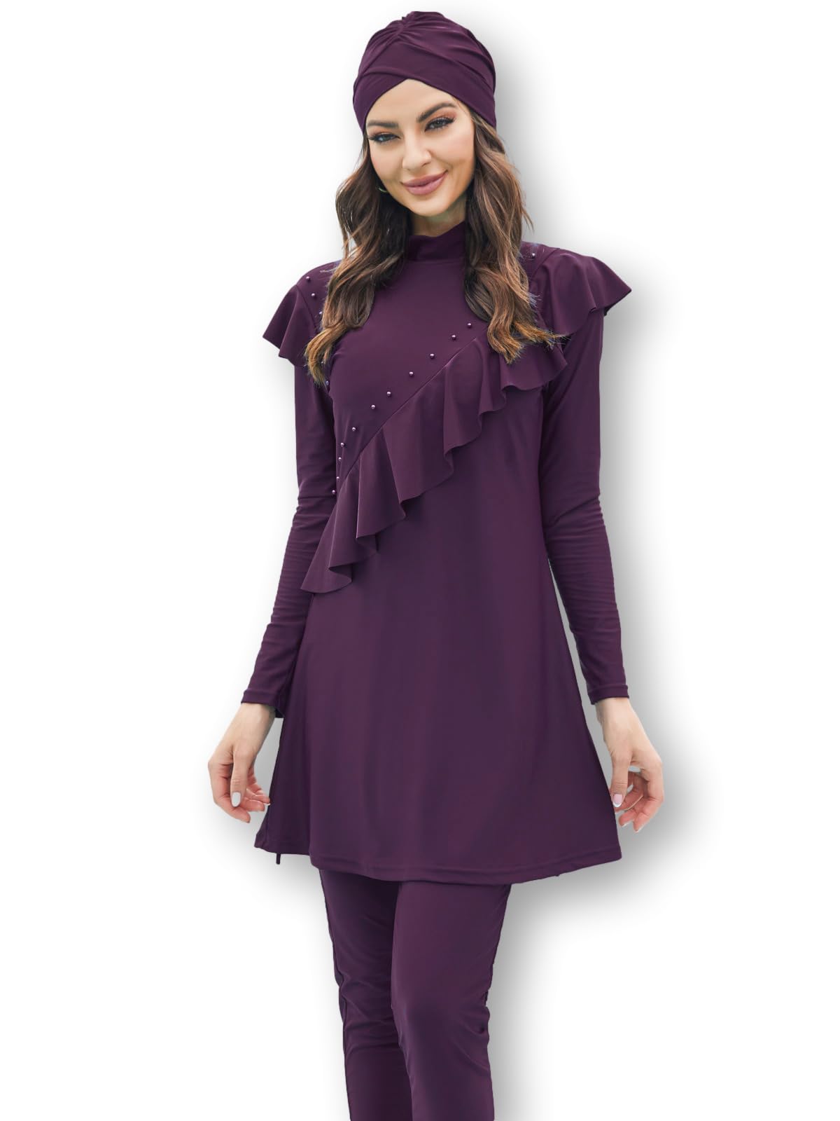 Sponsored Ad – Modest Ruffles Swimsuit for Women Three Pieces