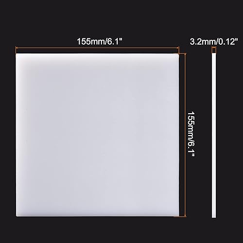 Miniatura 2 de MECCANIXITY UHMW - Hoja de polietileno de peso molecular ultra alto, tablero de láminas de plástico duro de 6.1 x 6.1 x 0.12 pulgadas, color blanco