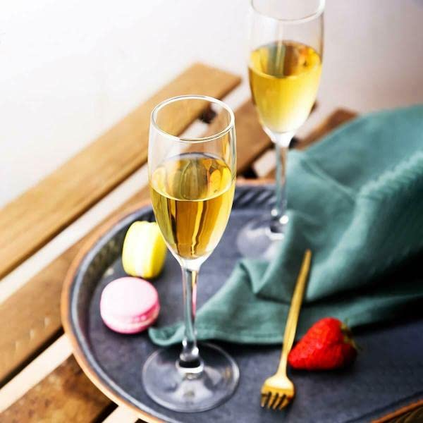 KAHAAN Clear Handblown Wine Glass - 180 ml Set of 6 Crystal Clear Lead Free Glass red Wine, White Wine,Champagne, Scotch Glass | Perfect for Home, Bars and Parties Long Champ 180 ML. 2