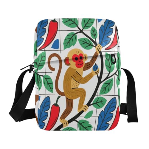small messenger bag for women cross body bag for woman Shoulder Hand Bags Adjustable Strap for Outdoor Daily Outdoor Daily- Mexico Cute Monkey