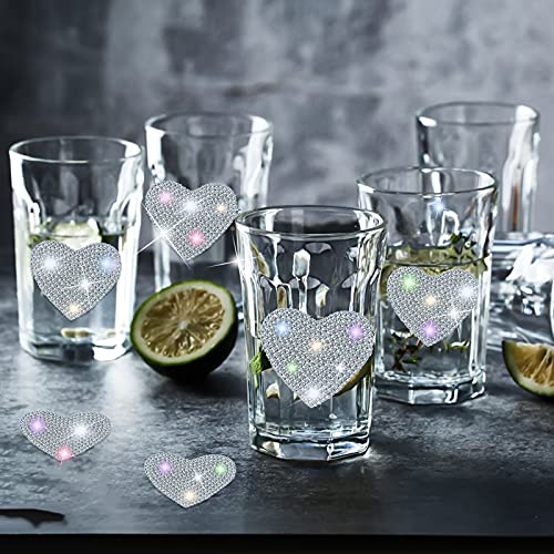 12Pcs Bling Crystal Rhinestone Car Decal, Auhoky Self-Adhesive Glitter Heart Symbol Crystal Drill Stickers For Women, Diy Decorate Cars Crafts For Phone Gift Glass Laptops Luggage (E) #TOP1