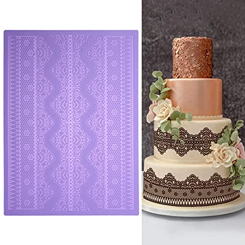 Fondant Alfombrilla Encaje Tapete Encaje Para Pastel Tapetes De Encaje De Silicona Molde de Silicona de Encaje Azúcar para Decoraciones De Pasteles Pasteles Efecto De Encaje Postres Fondant Chocolate Cover