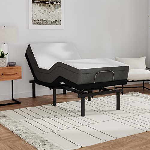 Image of Blissful Nights e3 Twin XL Adjustable Bed Base Frame with 10 inch Medium Firm Gel Infused Memory Foam Mattress