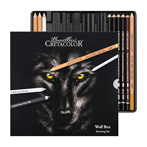 Cretacolor Wolf Box | zwart - wit teken - set | 25-delig