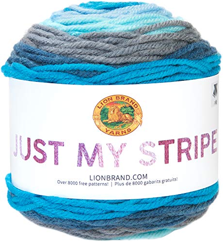 Lion Brand Yarn 502-613 Just My Stripe Yarn, One Size, Blue Raspberry