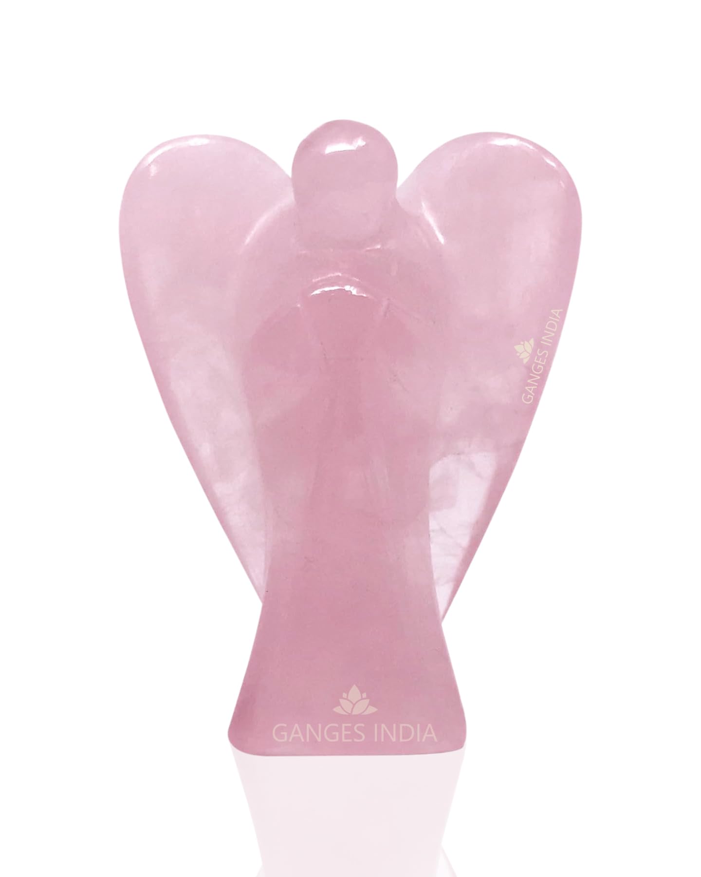 Gangesindia® Rose Quartz Guardian Angel Figurine Hand-Carved Natural Stone 2 Inches