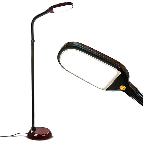 Brightech Litespan - Bright LED Floor Reading Lamp for Over Chair Crafts and Reading, Estheticians' Light for Lash Extensions, Adjustable Standing Lamp for Living Room, Bedroom, Office - Havana Brown