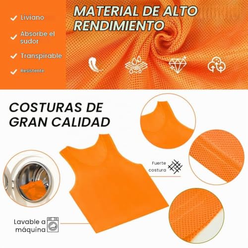 AUYAO Petos Futbol, Niños Adultos, Chaleco Malla Transpirable - Imagen 5