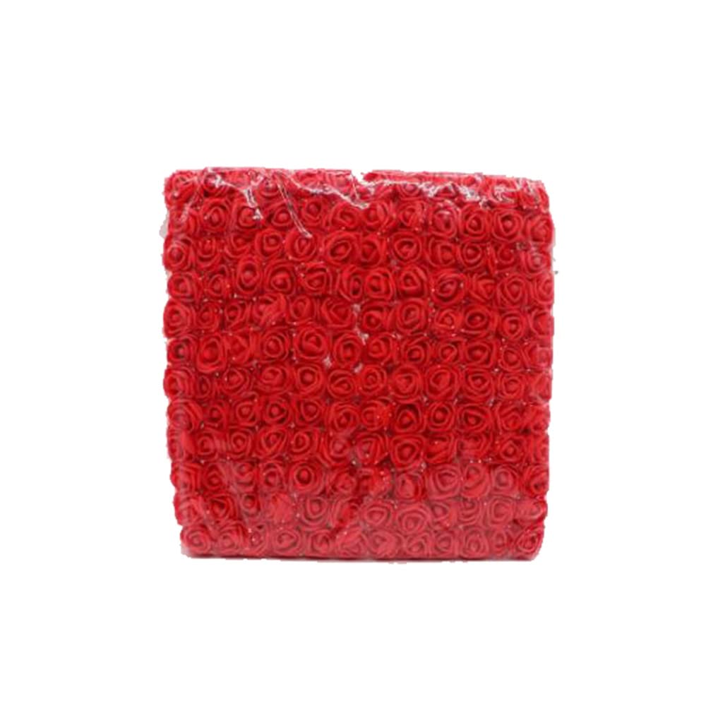 Ttiy Rose Flower Bouquet Mini Foam Rose Handmade Small Flower With Yarn For DIY Craft Home Party Wedding Decoration 144PCS (Red)