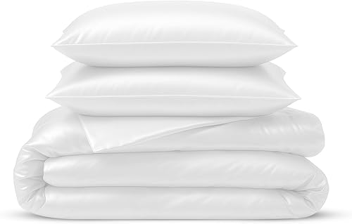 Linenwalas Juego de Funda de Edredón Tamaño Full - Viscosa Derivada de Bambú Suave, Transpirable, Ligero, Refrescante, Funda de Edredón con Cierre