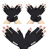 GSAFEME Cotton Gloves Eczema - Fingerless Touchscreen Moisturizing Gloves for Dry Hand Sleeping - Cotton Gloves for Men and Women, Black S/M 3 Pairs