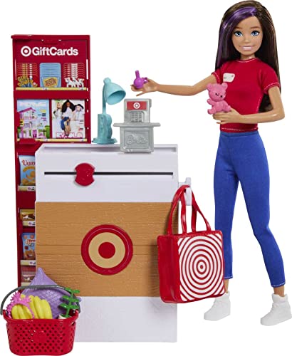 Barbie Toys, Skipper Doll and Target First Jobs Set with Checkout Stand Featuring Working Conveyor Belt and 9 Additional Accessories