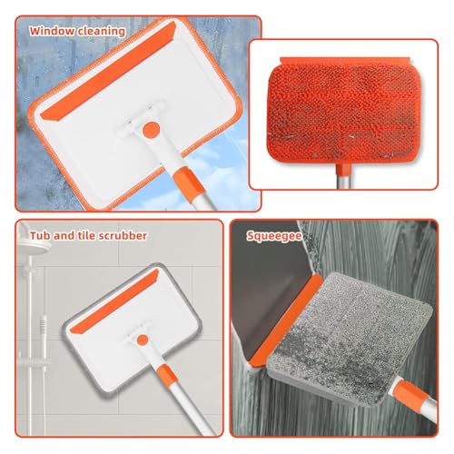 Fregona y cepillo para limpiar ventanas y suelos con plumero extensible 6