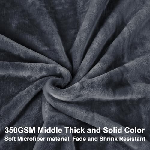 Image of JYK Korean Style Mink Fleece Blanket Queen 3.5 LB, 1 Ply Extra Soft,Lightweight Flannel Blanket,Breathable Plush Fuzzy Cozy Queen Blanket for Couch Sofa Bed Camping 79x91 Inches, Dark Grey