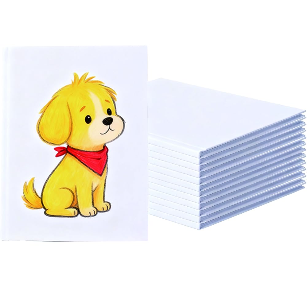 Lot de 12 livres vierges blancs de 15,2 x 20,3 cm pour enfants pour écrire des histoires, carnets de croquis à couverture rigide pour étudiants, bande dessinée vierge, bricolage pour faire