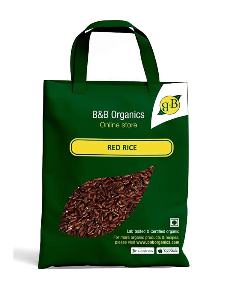 b&b organics red rice (5 kg) (traditional red rice | red chaval |sigappu arisi | red chawal | lal chawal | lal chaval | tinni chawal | rich in nutrients)