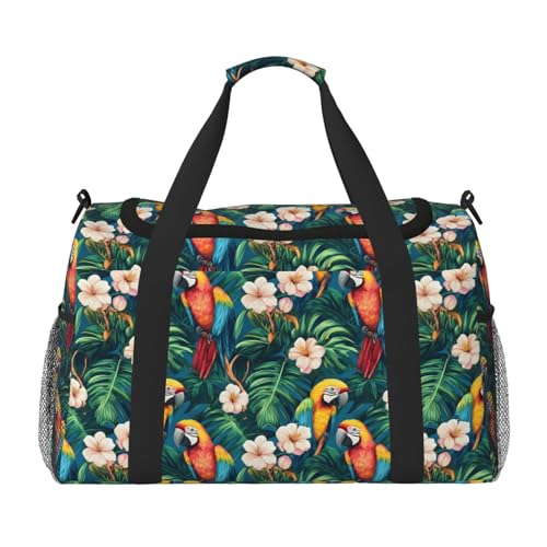 Colorful Parrot Print Duffle Bag for Travel, Carry On Weekender Overnight Duffel Bags, Gym Bags for Women Men, Personal Item Travel Bag
