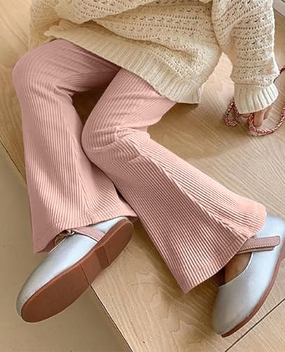 Girls Flare Ribbed Leggings Flared High Waisted Pants Kids Elastic Waist Bell Bottom Cotton Elastic Waist Yoga Pants2