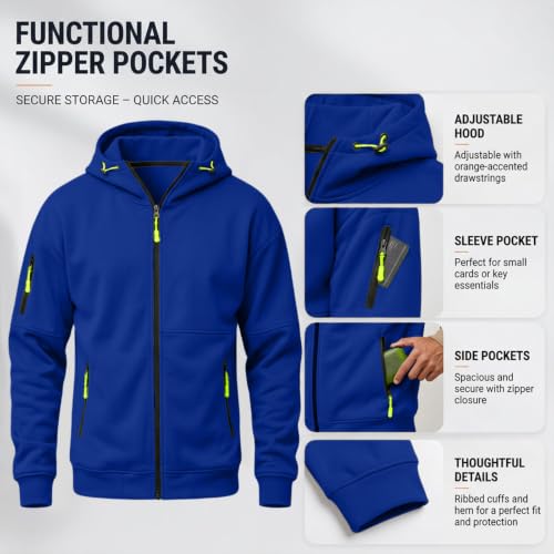 Mens Zip Up Hoodie Tactical Hoodie Fleece Comfy Sweatshirt Sweat Shirt - image 6
