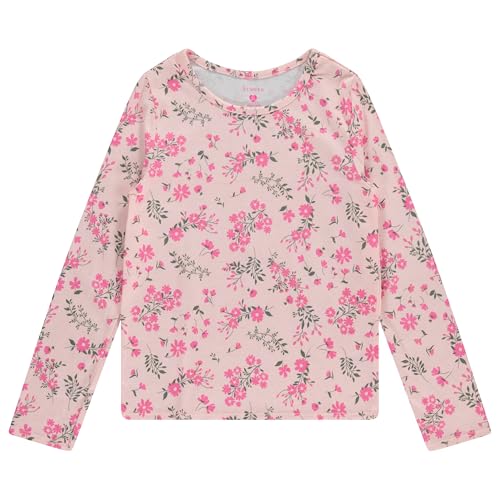 BTween Girls 4 Pack Long Sleeve Fashion Ribbed Tops Cotton Blend, Fun Vibrant Designs4