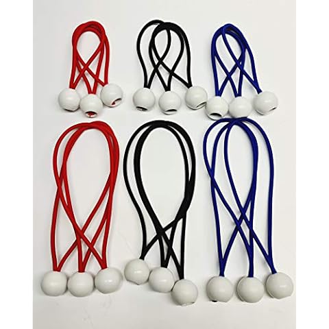 Rota Marine 10PCS Ball Bungee Elastic Bungee Straps Tent Tie Loop Shock Cords Easy Fix Ties Rope (Red, 10) Cover