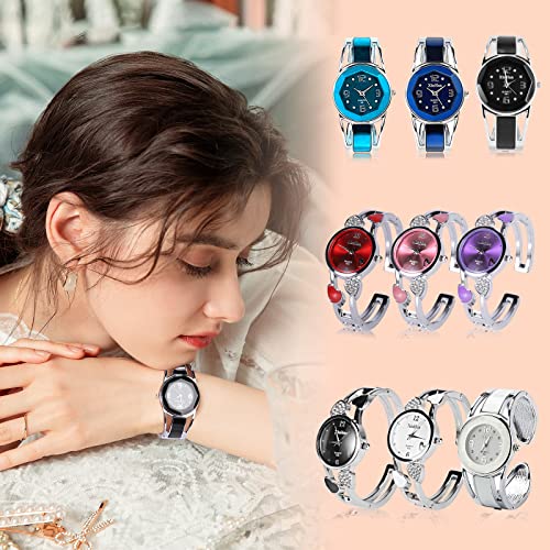 Eleoption ZL-114-0030+ZP003 Women Bangle Watch Bracelet Quartz With Rhinestone Round Dial Stainless Steel Band Wrist Ladies Watches thumb #6