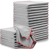 Maxcheck 24 Pack Microfiber Glass Cleaning Cloths 16 x 16 Inch Lint Free Streak Free Cleaning Towels Reusable Glass Polishing Cloths for Cleaning Window, Glasses, Car, Mirrors, Stainless Steel