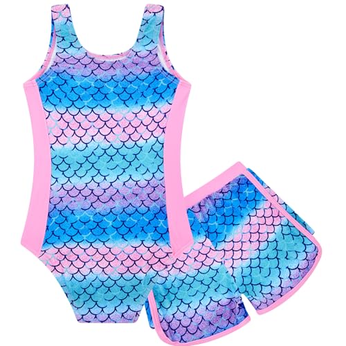 Image of TUONROAD Toddler Girls One Piece Swimsuit 2Pcs Bathing Suit Kids Swimwear with Short for 3-9