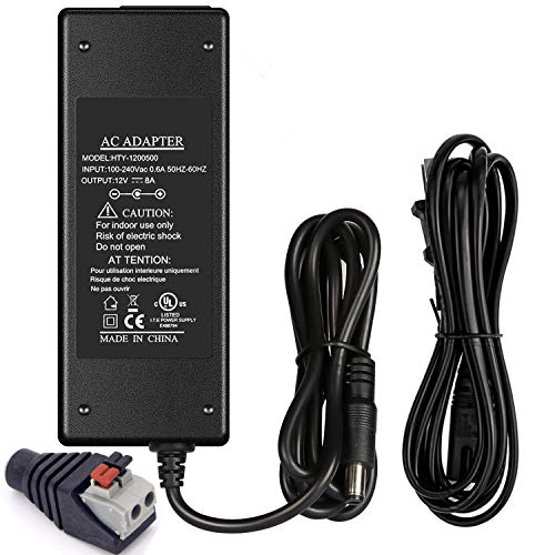 EAGWELL 12V 8A DC Power Supply Adapter, Power Adapter AC 100-240V to DC 12V Transformers US Plug Power Converter Power Supply LED Driver for Storefront Lights, LED Strip Light, Tape Light, Rope Light