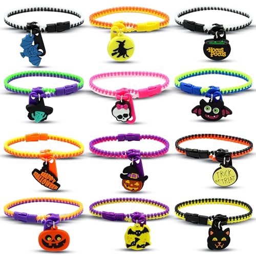 12 pulseras con cremallera para Halloween, para niños, para aliviar el estrés,...