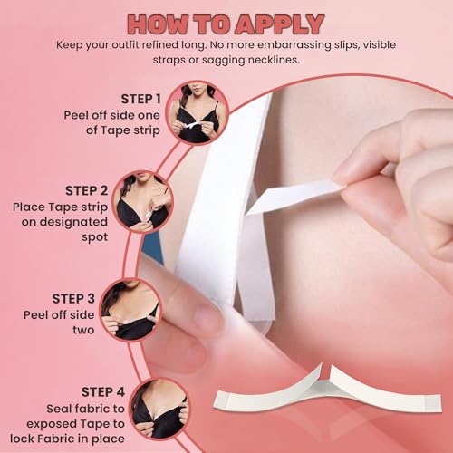 WROLY 100 Strips Double Sided Body Tape, Tit Tape Adhesive Fabrics, Boobie Tape for All Skin Types, Transparent Boob Tape4