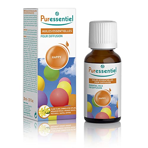 Puressentiel - Huiles Essentielles pour Diffusion - Diffuse Happy - 100% pures et naturelles - Libère un parfum floral et sucré - 30 ml