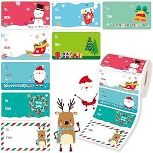 500 etiquetas – Calcomanías de Papá Noel, autoadhesivas de dibujos animados de Navidad para festivales y decoración de festividades (nuevas)