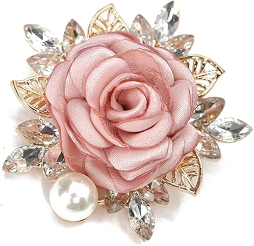 Smitex Elegant Rose Flower Brooch Pin for Women Men Wedding Party Gentleman's Essentials Handmade Imitation Crystal Pearl Fabric Flower Lapel Pin Dress Suit Accessories Boutonniere Ideas Gift-image-37