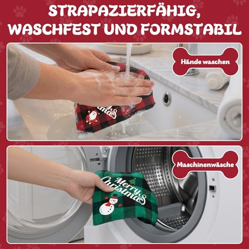 BEIUEN Weihnachtshalstuch Hund 2er Set, doppellagig & beidseitig tragbar, Hundehalstuch Weihnachten mit Santa & Schneemann, für kleine & mittlere Hunde, Geschenk für Haustiere