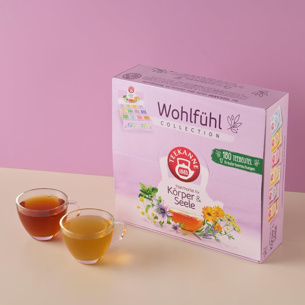 Teekanne Harmonie für Körper & Seele Wohlfühl-Collection Box 356g | 11 Sorten, 180 Beutel | Harmonische Kräuterteemischungen