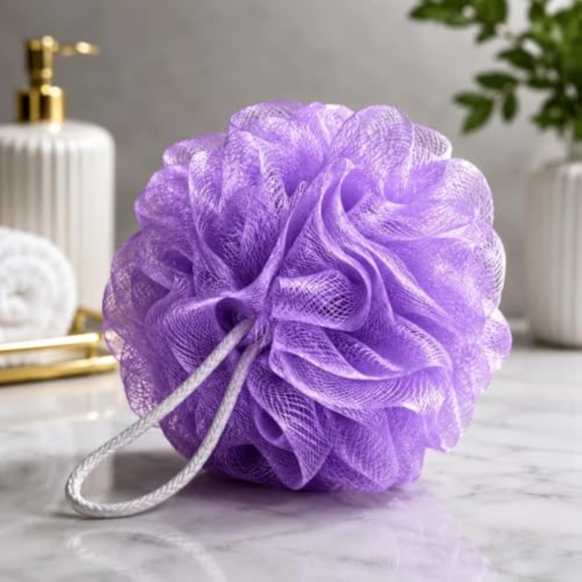 Loofah Bath Shower Sponge Scrubber in Purple