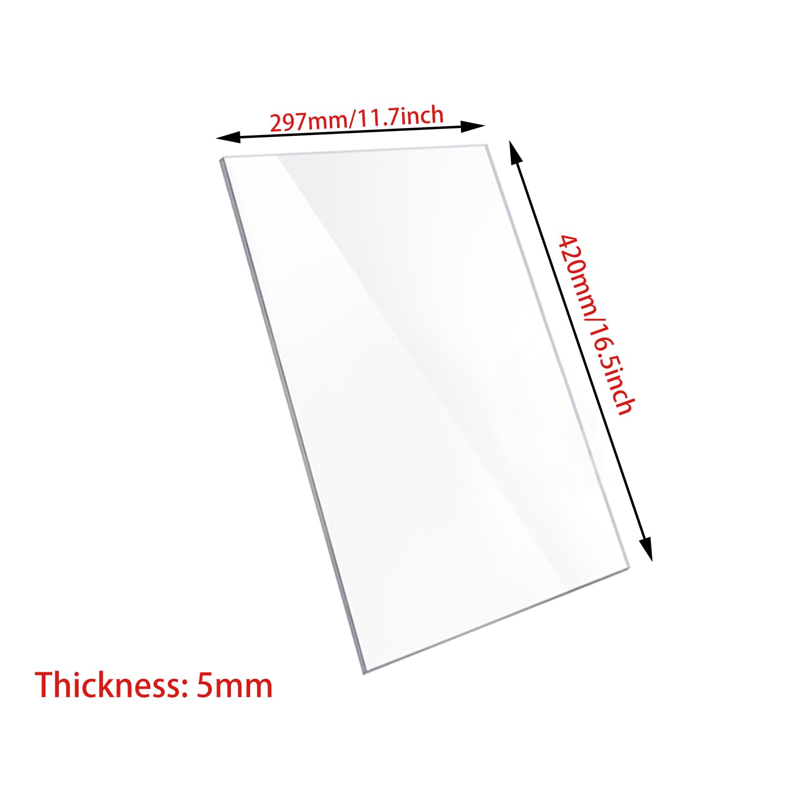Láminas de acrílico Lámina de acrílico 420X297Mm Panel de acrílico Transparente Espesor 5-10Mm para Carteles Proyectos de exhibición Manualidades 5Mm