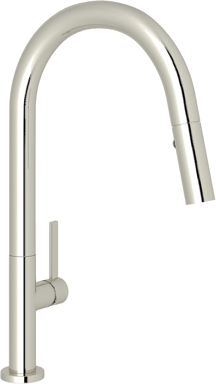 Polished Nickel Modern Pull-Down Kitchen Faucet with Brass