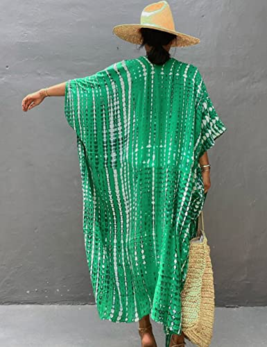 Image of Bsubseach Stylish Tie Dye Open Front Long Kimono Swimsuit Coverup for Women | Loose Fit Boho Style Bathing Suits Cardigans,Summer Causal Resort Wear