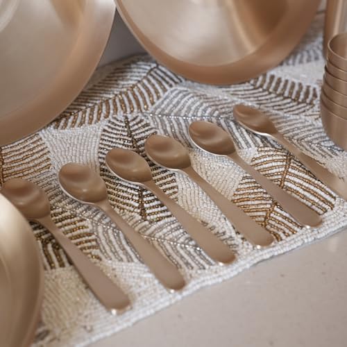 Image of Pure Kansa Family Dinner Set of 30 Pieces | Bronze Thali Set 12 Inch Plate, 2 Bowls, 1 Glass, 1 Spoon | Handcrafted Ayurvedic Kansa Utensils | Matte Finish | Gift for Diwali Wedding Housewarming
