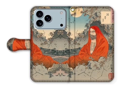 手帳型 iPhone17 Pro互換 スマホケース 月岡芳年 【日本の名画】 月百姿 版画 浮世絵 ☆新版画☆ 絵画 アート (破窓月)