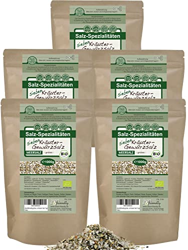 direct&friendly | grobes Bio-7 Kräuter-Gewürzsalz | 1 kg | Meersalz mit Bio Kräutern und...