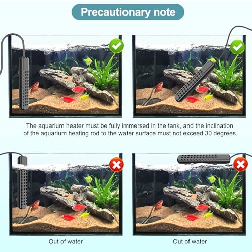 HANLESHUKA-Submersible-Aquarium-Heater-100W200W300W500W-Fish-Tank-Heater-with-high-Temperature-Protection-and-Turtle-Tank-Heater-with-Automatic-Power-Off-When-Leaving-seawater-or-Freshwater