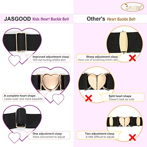 JASGOOD Elastic Belts for Toddler Kids Adjustable Boys Girls Teens Stretch Belts with Heart Buckle for Back to School4