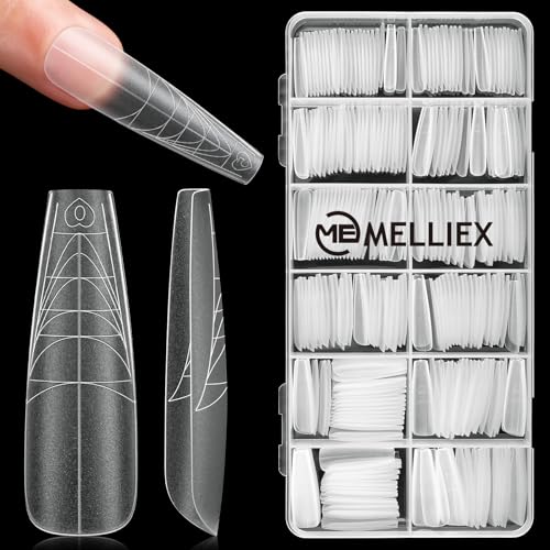 MELLIEX 288 Stück French Künstlich Nageltips Set Vollständige Abdeckung Falsche Acryl Nägel Tips Nagelverlängerung Nagelspitzen Fake Fingernägel Fake Fingernägel Zubehör für Frauen Nail Art DIY - 2