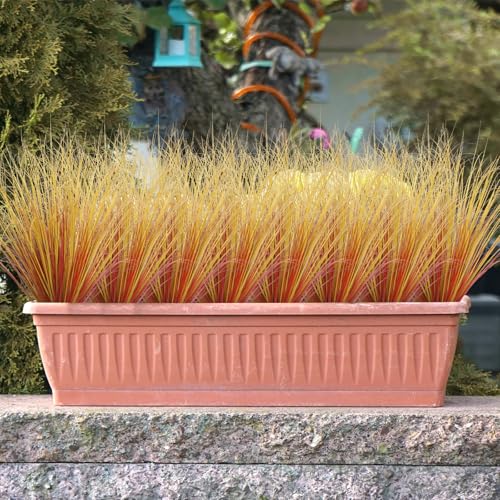 Betylifoy 12 Pcs Artificial Fall Plants Outdoor Faux Fall Wheat Grass Greenery Stems Uv Resistant Artificial Onion Grass Autumn Fake Shrubs Plant For Outdoor Indoor Window Home Decor thumb #3