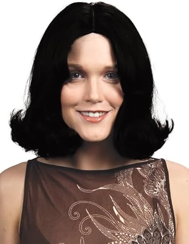Maxwigs Kate Jackson Color Black Charlie Angel Sabrina Duncan 70s Wavy Flip Womens Costume Peluca Negra