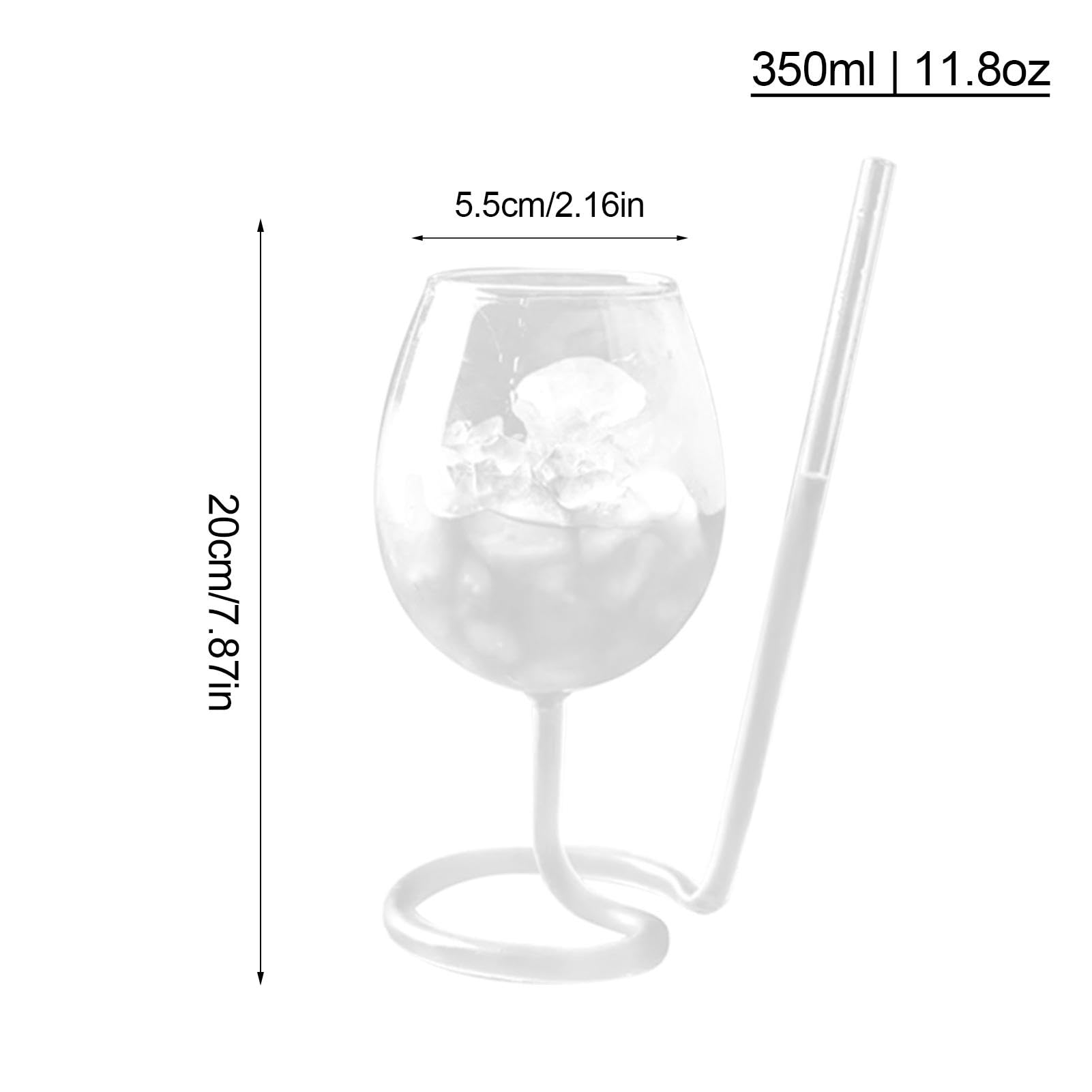 Hitzebeständiges Weinglas, dekorativer Cocktailglasbecher, transparenter Strohhalmbecher, Glasweinbecher mit Strohhalm, Cocktailbecher mit Strohhalm, Weinbecher, Cocktailglas für Saft