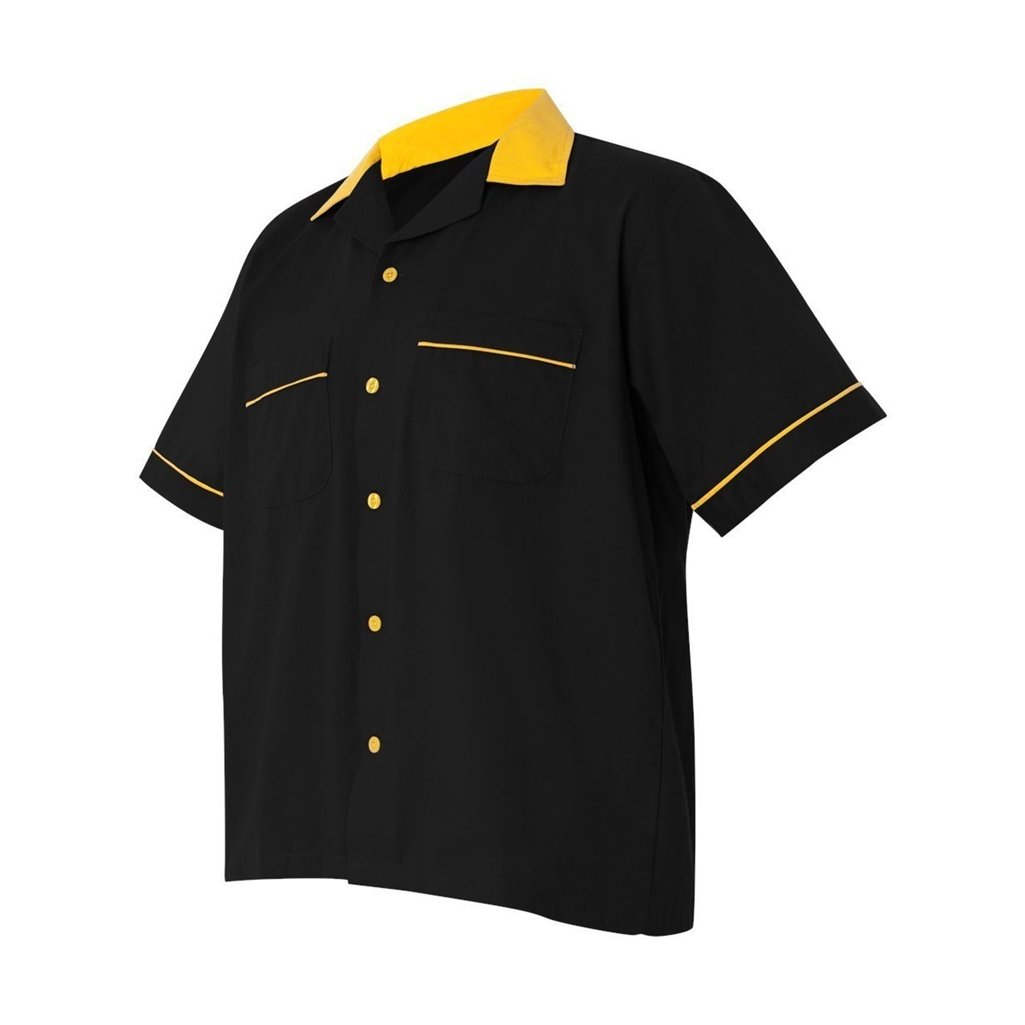 Hilton Retro Legend Bowling Shirt (Large, Black/Gold)